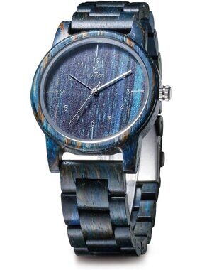 Men's Blue Analog Unisex Natural Handmade Adjustable Waterproof Wooden Watch